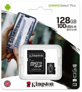 Micro SDXC Speicherkarte 128GB Kingston + Canvas Select Plus SDCS2 Adapter Blist